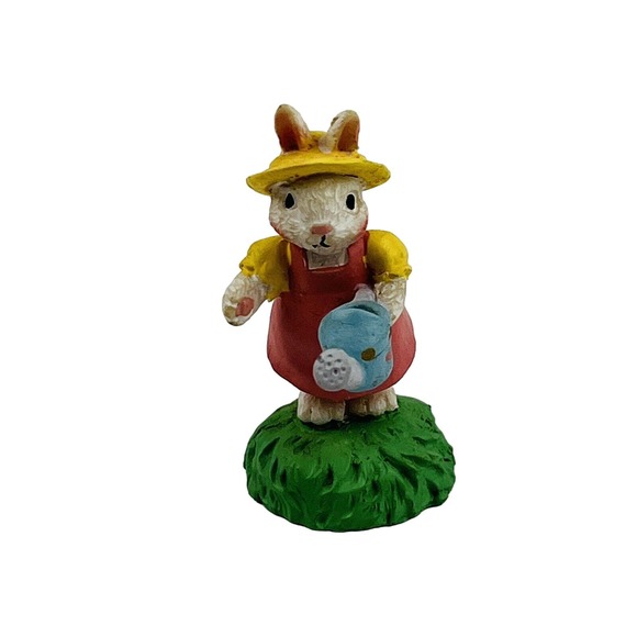 Cottontail Lane Bunny Holding Watering Can Resin Figurine Yellow Dress Easter - Picture 1 of 4